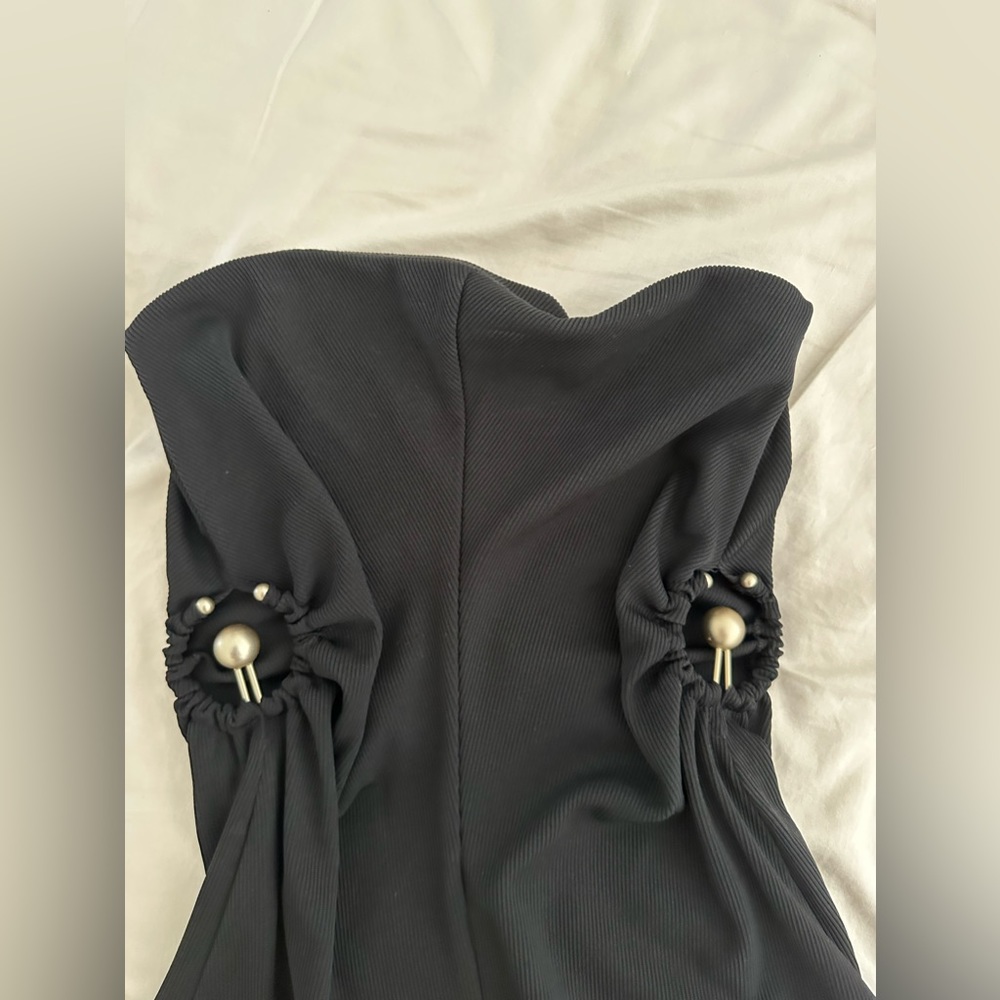 christopher black.tube top with gold metal detail